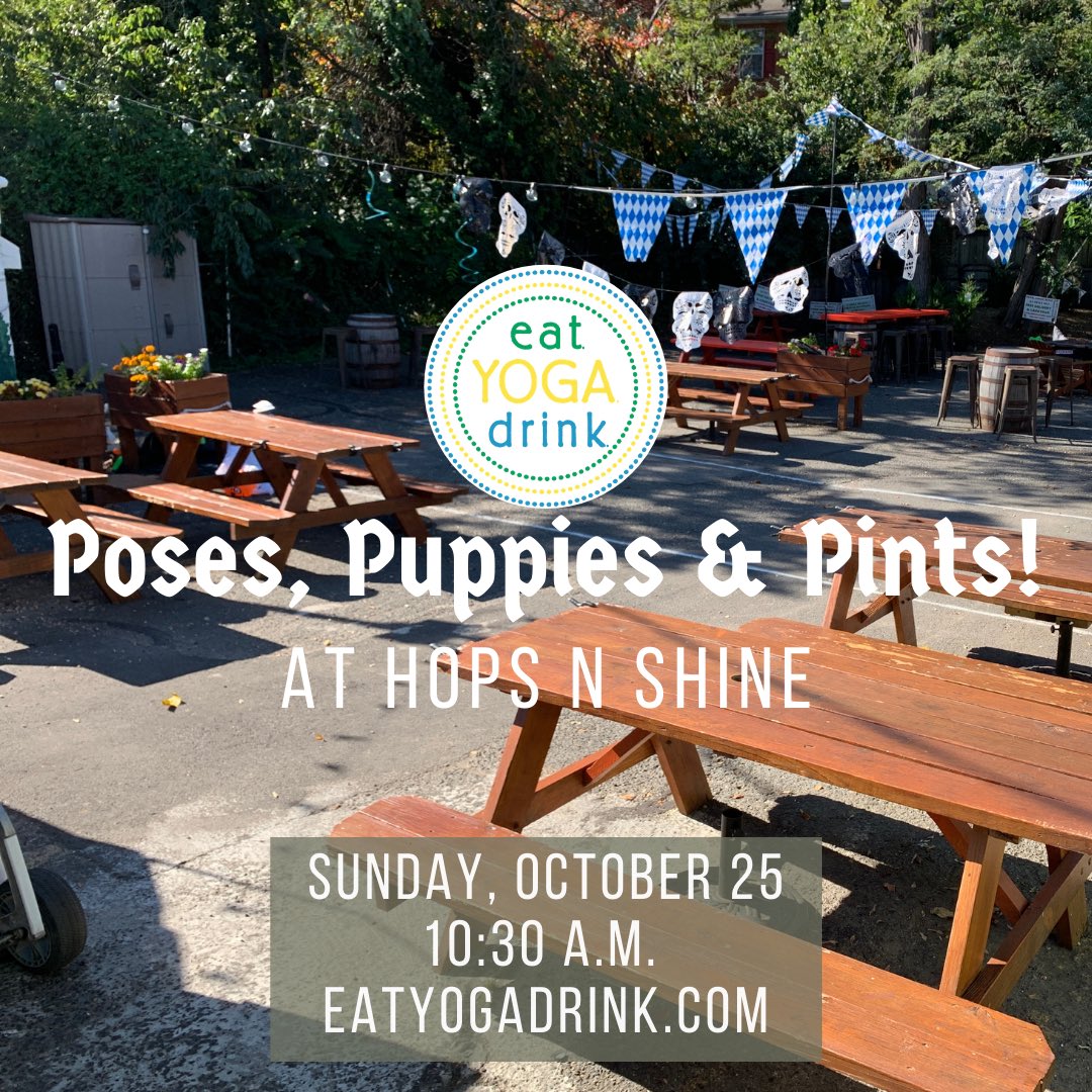 Poses, Puppies &amp; Pints at <a href="/hopsnshine/">hopsnshine</a> October 25. Tix going fast (as you can imagine!) Roll out your #yoga mat with the o treat yourself to something special while helping <a href="/ProjectSecondC1/">Project Second Chance (Puerto Rico)</a>! 🙏🏽🐶🍺❤️
#dmvyoga #animalrescue #eatYOGAdrink