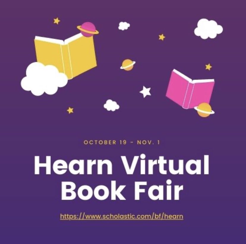HearnLibrary's tweet photo. @HearnHornets Starting Monday, our virtual book fair will be OPEN!! Shop through Nov. 1 at https://t.co/hqoYD3m885 https://t.co/nEx537lzhn