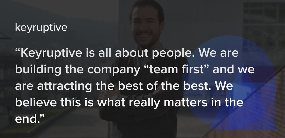 keyruptive's tweet photo. To Francisco Maia, Keyruptive's CEO, the team is the most important thing. It's all about the people! 👌
#keyruptive https://t.co/ouXXpCSw4J