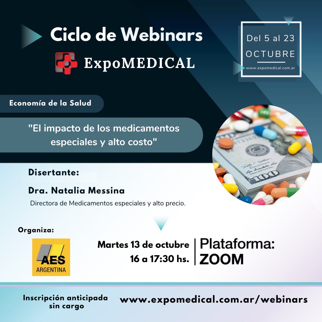 nataliasmessina's tweet photo. Hoy estaré en #Expomedical invitada por la Asociación de Economía de la Salud @AesArgentina , hablando de la política nacional de medicamento de alto precio https://t.co/kRJGBwixpO
