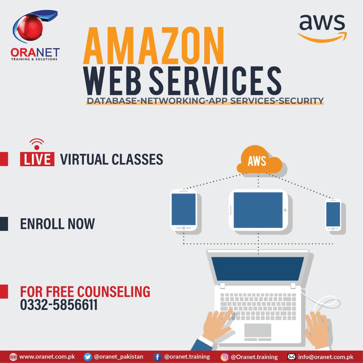 oranet_pakistan's tweet image. AWS Live Virtual Classes Starting from today at 7pm on Zoom

For Details: 0332-5856611

#awstraining #databasedevelopment #livevirtualclasses