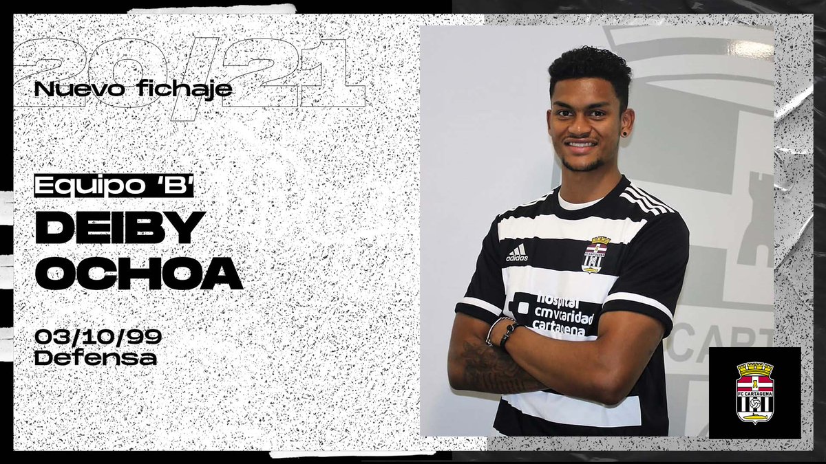 FCC_Cantera's tweet photo. OFICIAL | Deiby Ochoa se incorpora como nuevo refuerzo defensivo para el FC Cartagena 'B'

#CanteraAlbinegra #HolaDeiby ⚪⚫

➡️ https://t.co/tpXqbUIR2t https://t.co/HoHcBFgoqV