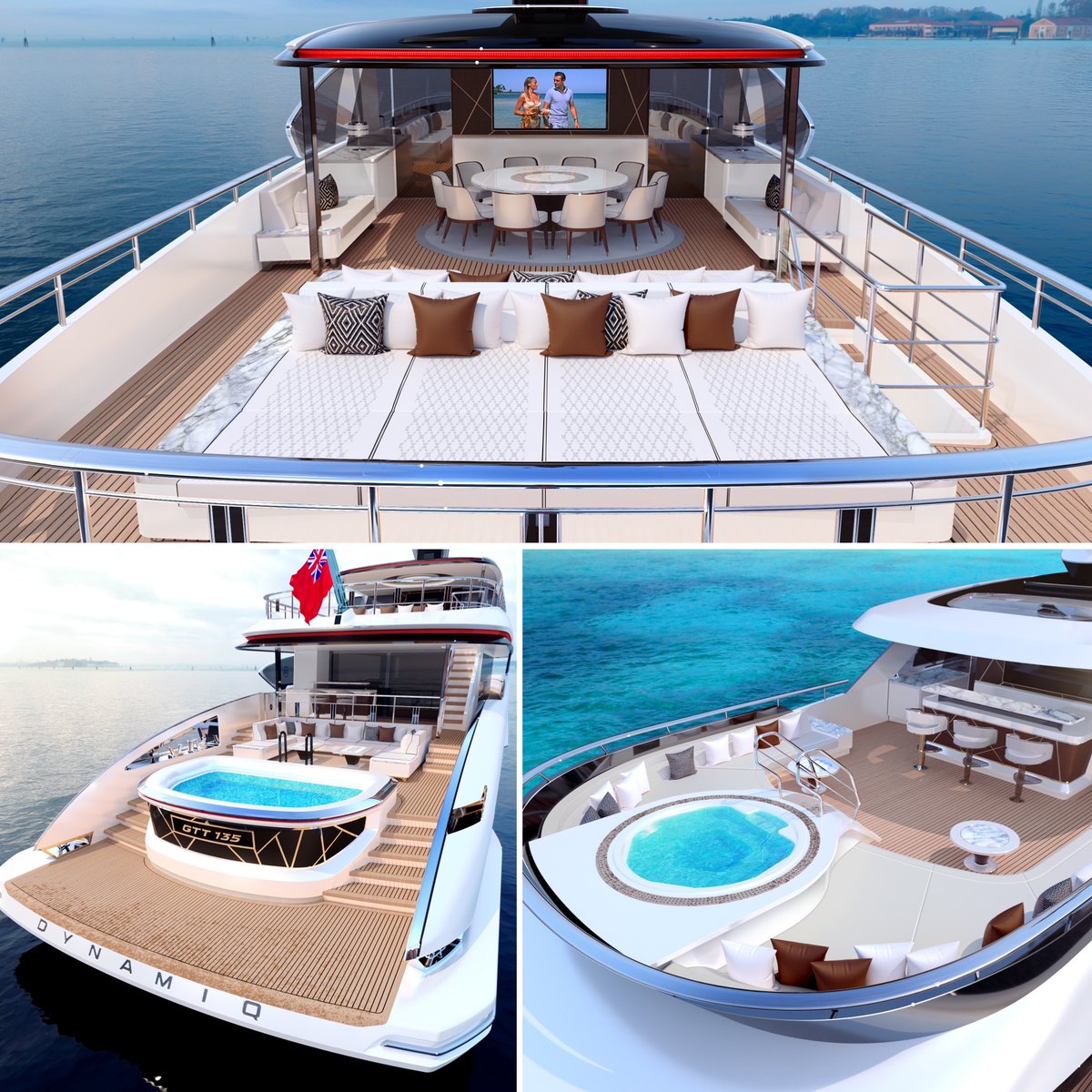 The Dynamiq GTT135 is designed for outdoor living, with multiple sunbathing areas, alfresco dining area, and two optional pool areas. #Dynamiq
#LiveSmartBeDynamiq
#yachting
#luxuryyacht
#superyachts