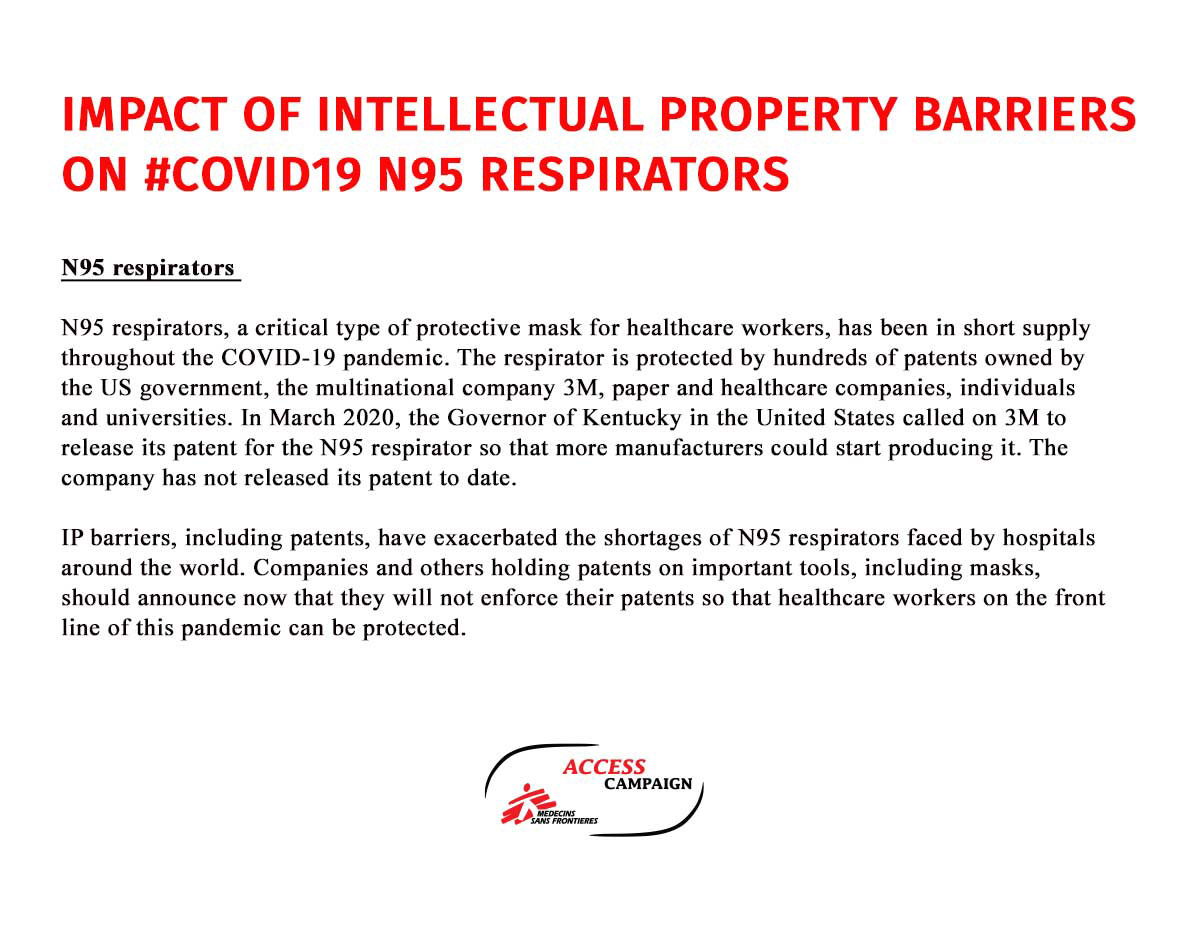 Example 5 - Impact of intellectual property barriers on  #COVID19 N95 respirators (masks). #COVIDshortages #WhyWeNeedIPWaiver