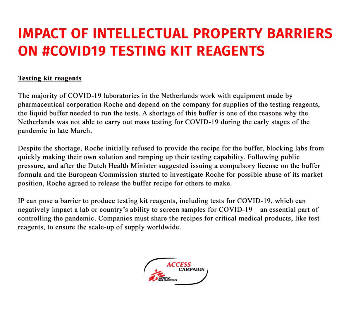 Example 6- Impact of intellectual property barriers on  #COVID19 testing kit reagents. #COVIDshortages #WhyWeNeedIPWaiver
