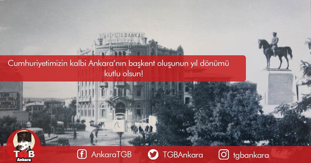 Bahtı ak, taşı kara 
Yurdun kalbi Ankara.

Milli mücadelemizin karargahı ve cumhuriyetimizin kalbi Ankara'mızın başkent oluşunun yıl dönümü kutlu olsun. 🇹🇷

#13Ekim1923
#Ankara #Başkent #Cumhuriyet #Atatürk