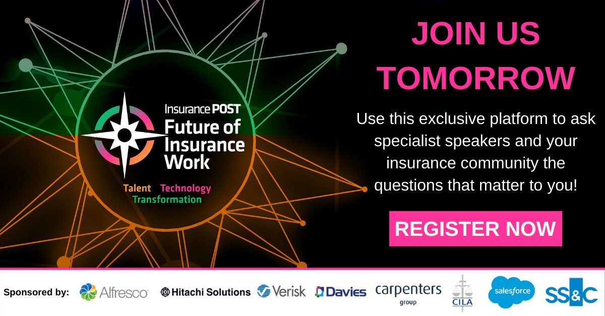 IT'S TIME TO CLAIM YOUR COMPLIMENTARY TICKET📢

The Future of Insurance Work online event starts tomorrow!

Register your free place: hubs.li/H0xTn4P0 #FOIW

Remember to refer a friend and receive a £10 amazon voucher if you both attend the event!