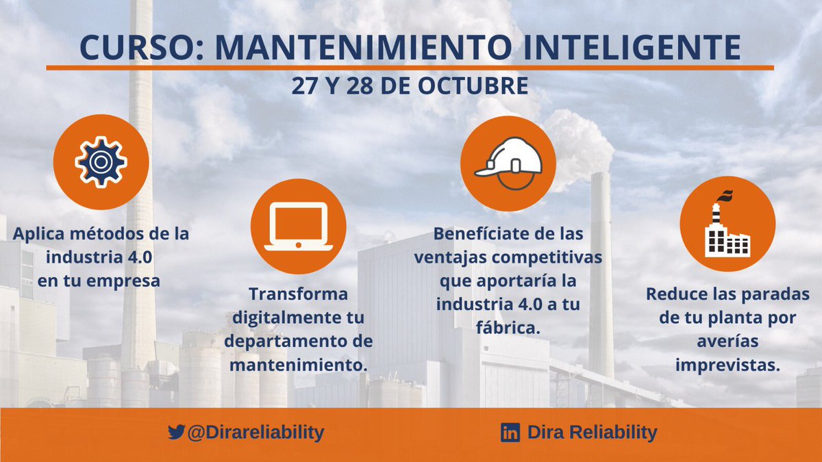 • Reduce los costes derivados del #mantenimiento y averías de tus maquinarias
• Incluye los métodos de la industria 4.0 en tu #empresa
• Optimiza e incrementa el rendimiento de tu industria

Inscríbete ingresando en lnkd.in/daXeMHa
