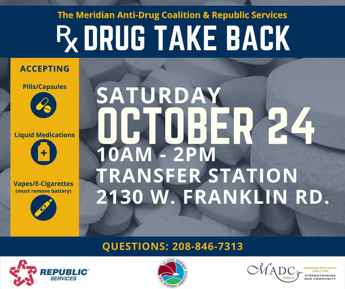 NEWS RELEASE: Prescription Drug Take Back Event in Meridian Aims to Keep Homes Safe - mailchi.mp/meridiancity/p…