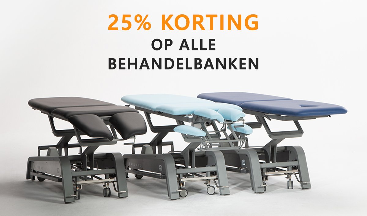 Je leest het goed. 25% korting op alle behandelbanken. Maar dat is nog niet alles. Ga naar enraf-nonius.nl voor 25% korting op alle EN-Cardio apparatuur, EN-Tree pulleys en nog meer. #korting #sale #fysio