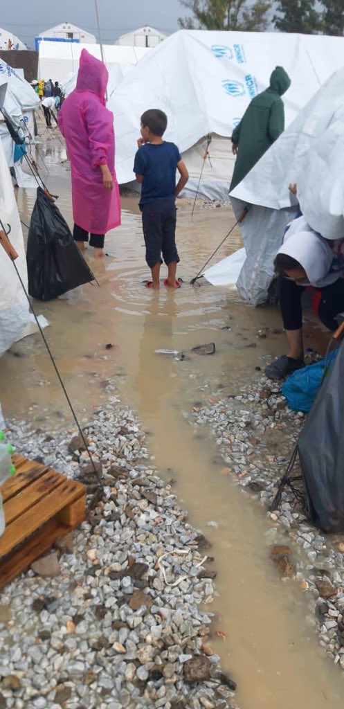 Eva_Cosse's tweet photo. A storm just went through the new camp on Lesbos - Moria 2.0 - and this is how conditions look. At the same time, @nmitarakis is rushing to shut down PIKPA, a safe haven for #RefugeesGR on #Lesbos, hosting some of the most vulnerable ppl on the island. 

#SavePikpa #SaveDignity https://t.co/pLLsJIkxIu