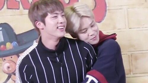 jin hyung with a baby jimin clinging onto him... sobs...