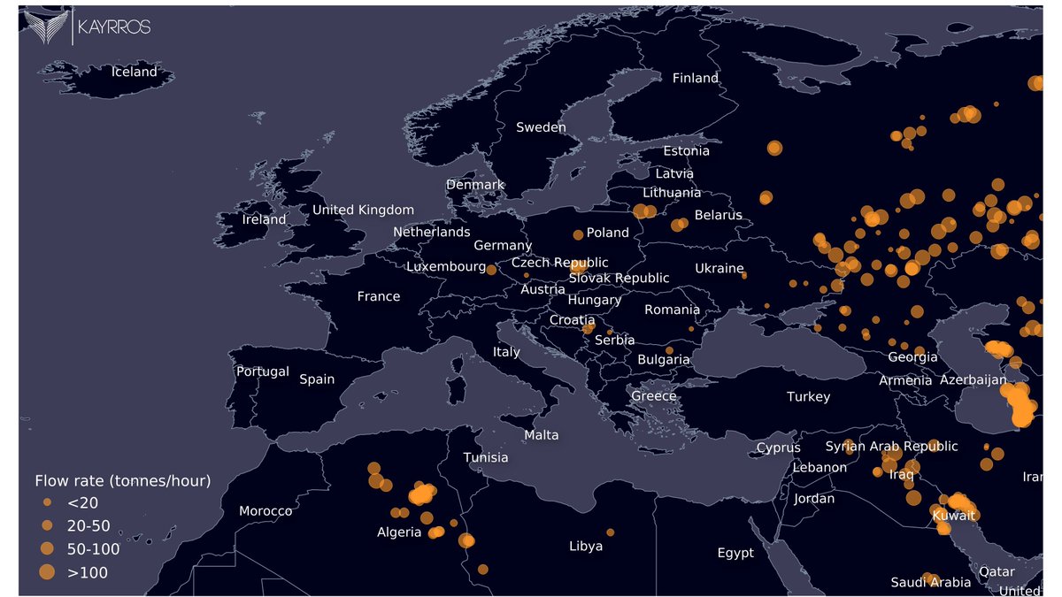 #Methane hotspots can be seen from space🌍! At least by satellites like Sentinel-5P. This map shows what we want to fix with #MethaneStrategy! Technology to facilitate the strategy already exists thanks to #EU🇪🇺long-term investments in satellite programs. #Copernicus #Horizon2020