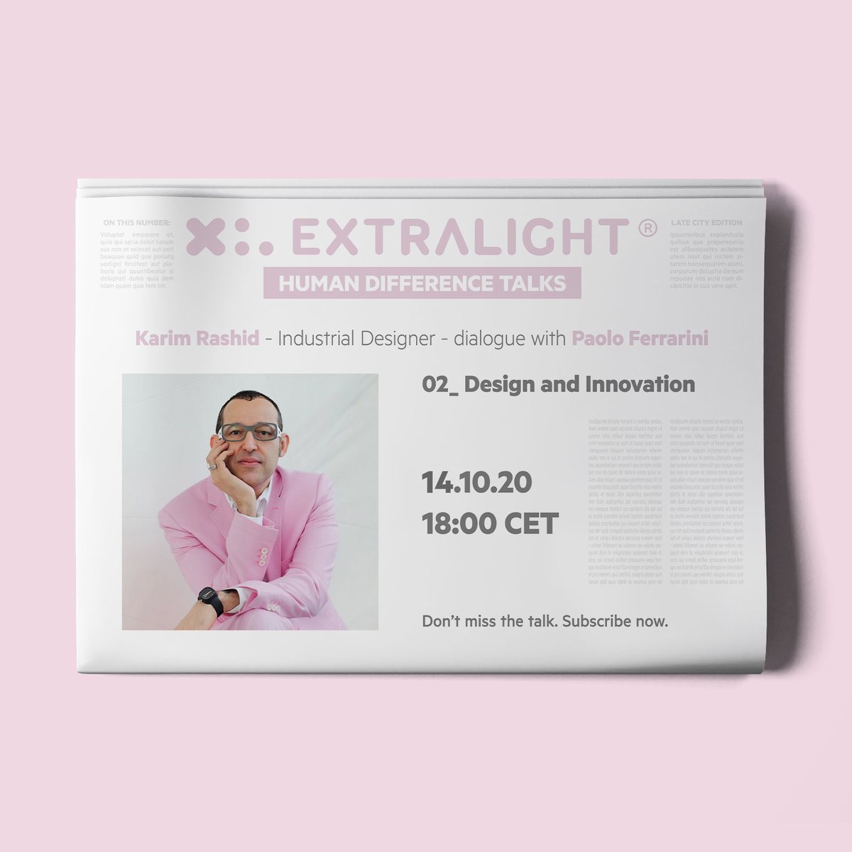 XLEXTRALIGHT's tweet photo. Last 24 hours to enroll for this amazing talk with Karim Rashid @karim_design and Paolo Ferrarini @PaoloStylops . Don't miss it, subscribe now https://t.co/j1hk3ztYOf
#xlextralight #humandifferencetalks #karimrashid #paolostylops #matteoragnidesignstudio https://t.co/Zz9NZaBttX