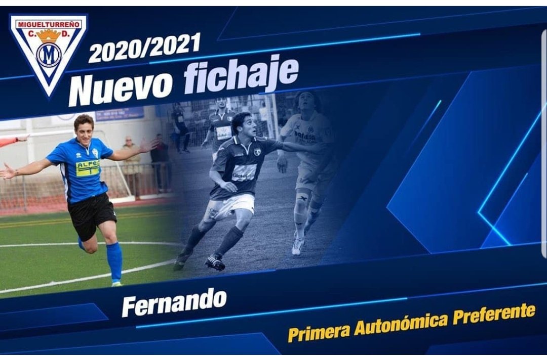 Y volvemos con un Fichaje TOP.
El <a href="/cdmiguelturreno/">C.d. Miguelturreño​</a> se hace con los servicios de un futbolista de superior categoría <a href="/fernandogg38/">Fernando Garcia Gonzalez</a> procedente del <a href="/CDManchegoCReal/">Club Deportivo Manchego</a> de Tercera División.
Fichaje de Garantías.