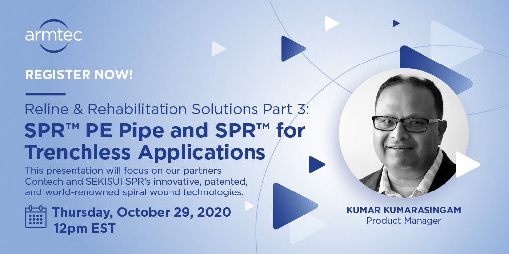 Join us on October 29, 12 pm EST for the final webinar in our 3 part series on Reline and Rehabilitation Solutions. Register today: bit.ly/3iPamit

#webinar #drainagesolutions #reline #infrastructure