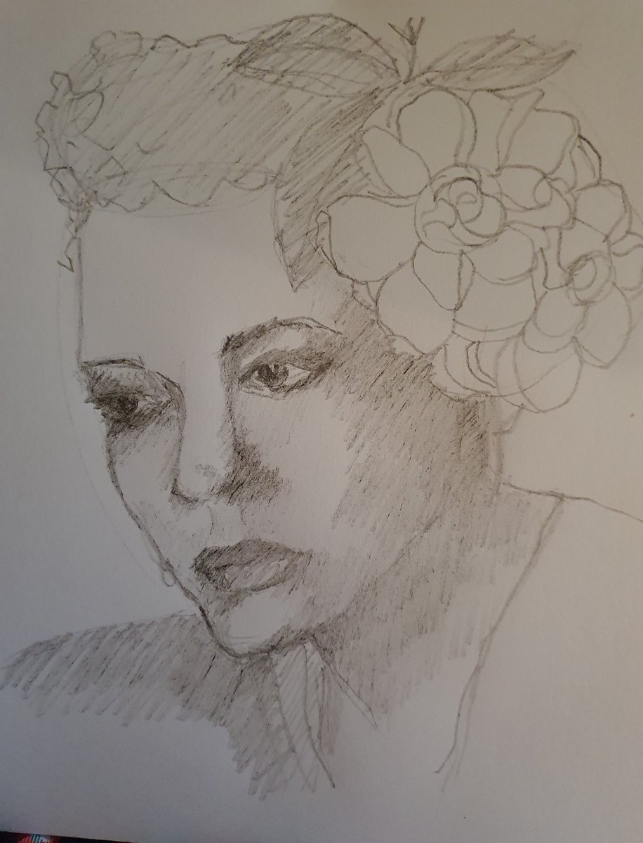 OasisArtBox's tweet photo. It was #BlackHistoryMonth in #artgroup today, drawing our heroes, our #inspiration. My #fiveminutesketch is of my hero #BillieHoliday #LadyDay @OneRecBucks @TheOasisCharity Join us on Tuesdays at 12.30pm https://t.co/tgdSCy6SoF