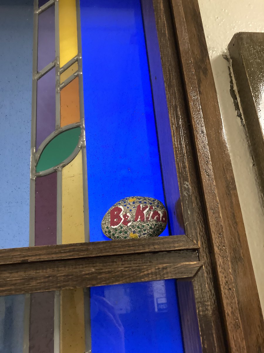 MsKoriGreen's tweet photo. @lauriemac23 and I found a couple of #kindnessrocks on our way back from #Leadership meeting. Thanks to @shellsallster and @EastHighAces NAHS! #WeRockTogether #WeArtTogether #WeFlyTogether https://t.co/b3AMfyaXr8