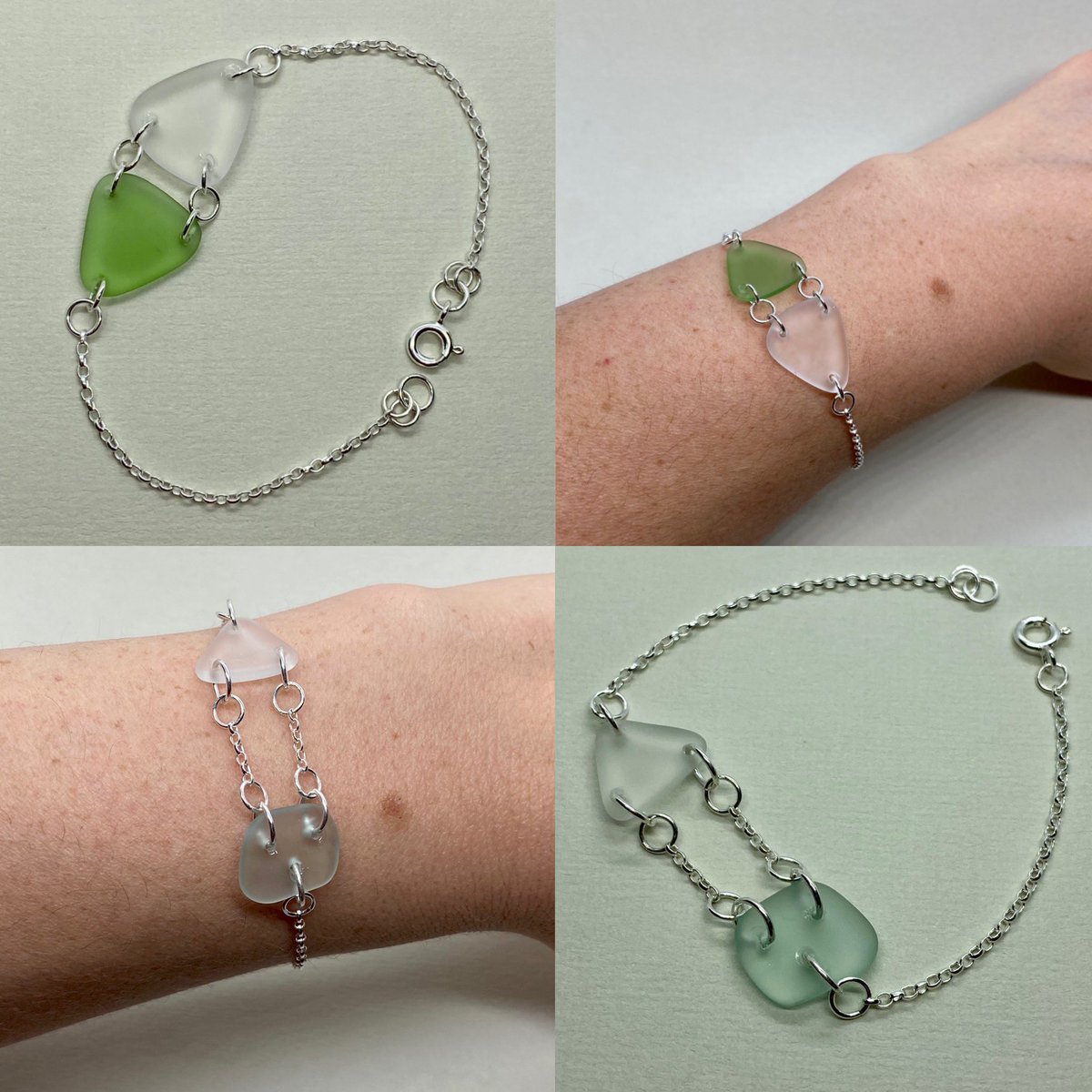 GemauMor's tweet photo. Two welsh sea glass and sterling silver bracelets now up in the Etsy shop! These sea glass pieces were super easy to pair off. They pretty much designed themselves (love it when they do that!)

#shopsmallbusiness #etsyhandmade #christmasgifts #ukhandmade 

https://t.co/1HU3Ug0flO https://t.co/VkBNgelChr