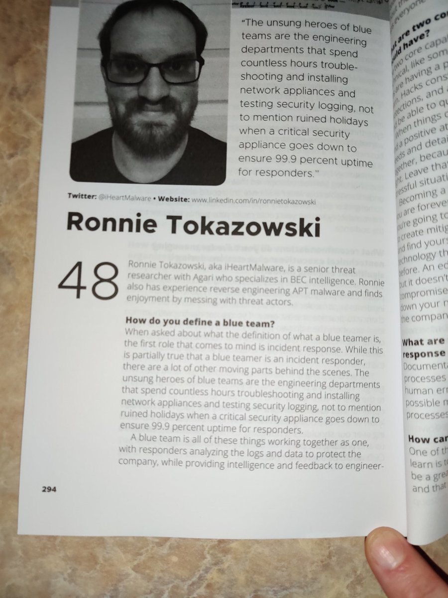 Ronnie Tokazowski (@iheartmalware) on Twitter photo If you told 12 year old me that he would be in a book, he would have told you thay you were crazy. Super humbling to have made <a href="/TribeOfHackers/">Tribe of Hackers</a> blue team! If you told 12 year old me that he would be in a book, he would have told you thay you were crazy. Super humbling to have made <a href="/TribeOfHackers/">Tribe of Hackers</a> blue team!
