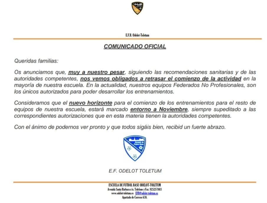 📢📢 Comunicado Oficial. 📢📢

Se retrasa el inicio de la actividad.