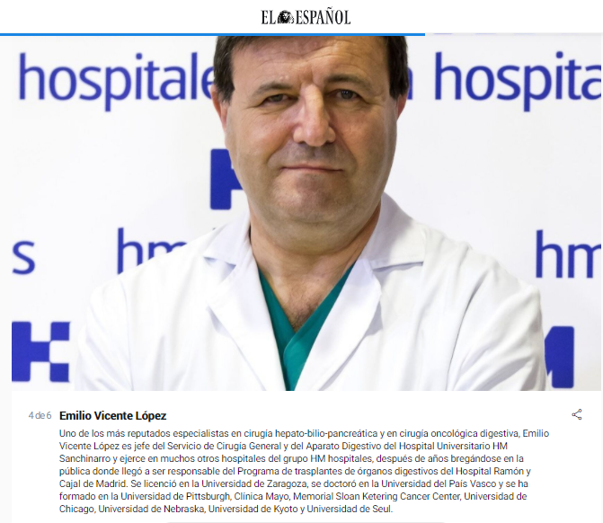 El Dr. Emilio Vicente reconocido como uno de los 100 mejores médicos y uno de los 5 mejores cirujanos de España según <a href="/elespanolcom/">EL ESPAÑOL</a>: bit.ly/3lBRhSI 

#CirugiaSanchinarro #InnovandoenCirugia #CancerSurgeryLeaders #cirugiarobotica #cirugiageneral #cirugiadigestiva