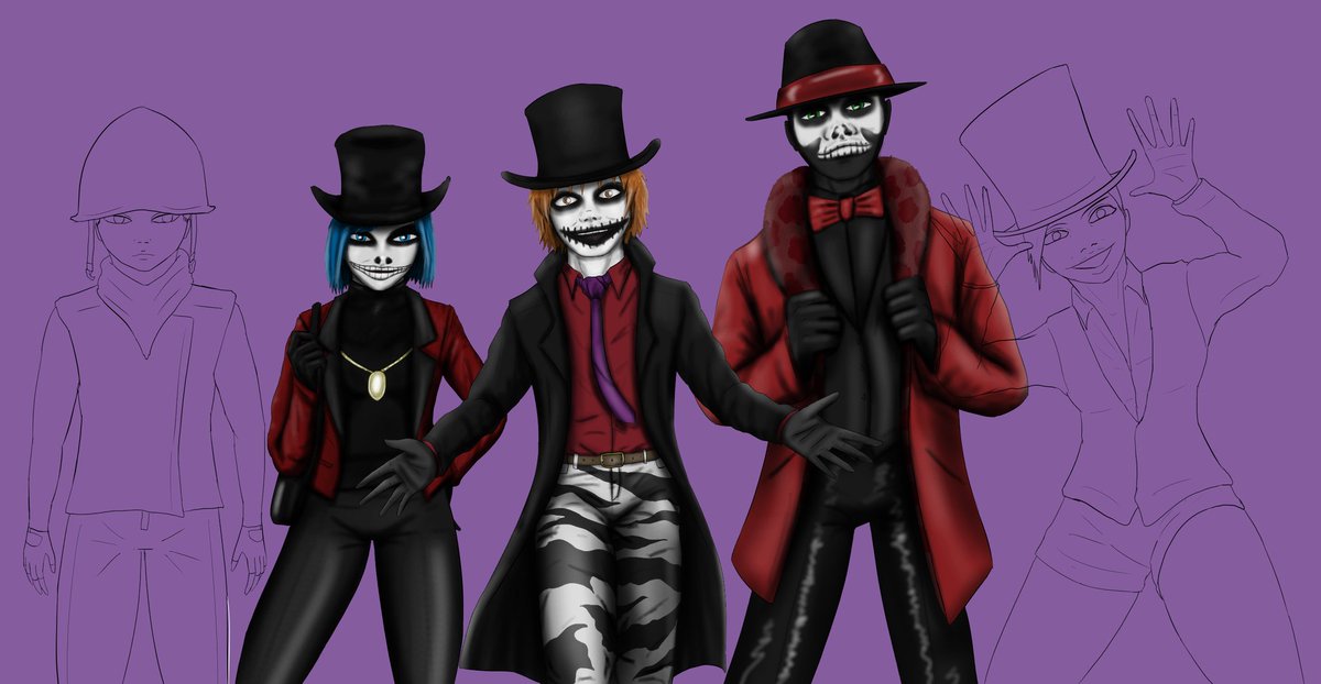 Dazzdraws's tweet photo. The Skellysquad. I worked on this over the course of a few streaming sessions, took roughly ten hours in total. Tune in on the evenings for more artwork, casual conversation and advice! #art #krita #characterart #twitch #streaming https://t.co/mitjv3MHeL