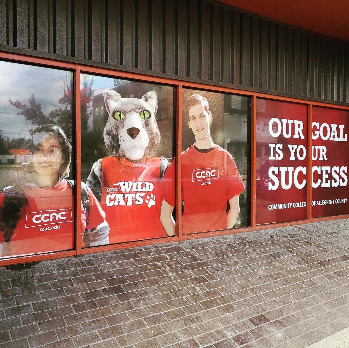 CCAC in Homewood is done! Come check out our perforated vinyl and enroll in some classes! #BackToSchool #fastsignsdidit #fastsigns207 #perforatedvinyl #design #print #stick #ccac