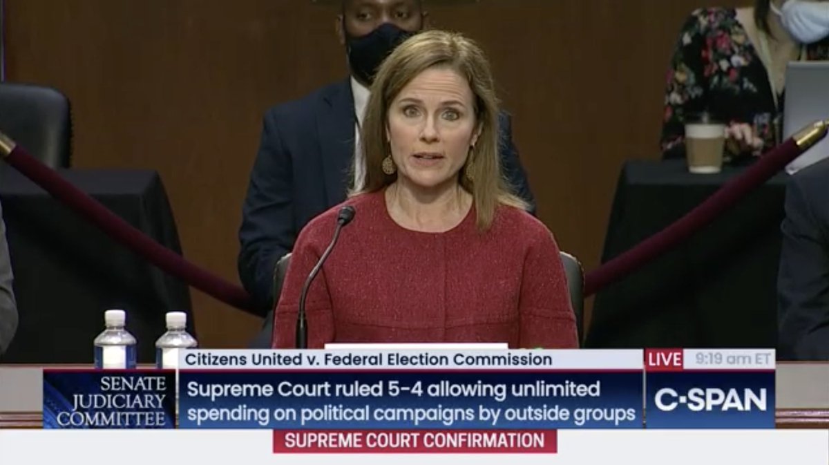 Amy Coney Barrett just refused to admit whether or not she'd rule to overturn Obergefell (marriage equality) by giving an evasive, ambiguous answer about whether or not a case challenging it would even make it to the Supreme Court to begin with. #BlockBarrett  #SCOTUSHearings