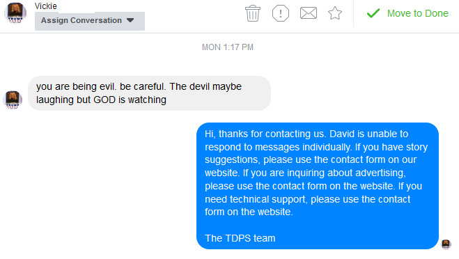 dpakman's tweet photo. I was notified by our team today that I received this very ominous warning from a Trumpist https://t.co/fmb91RMe2U