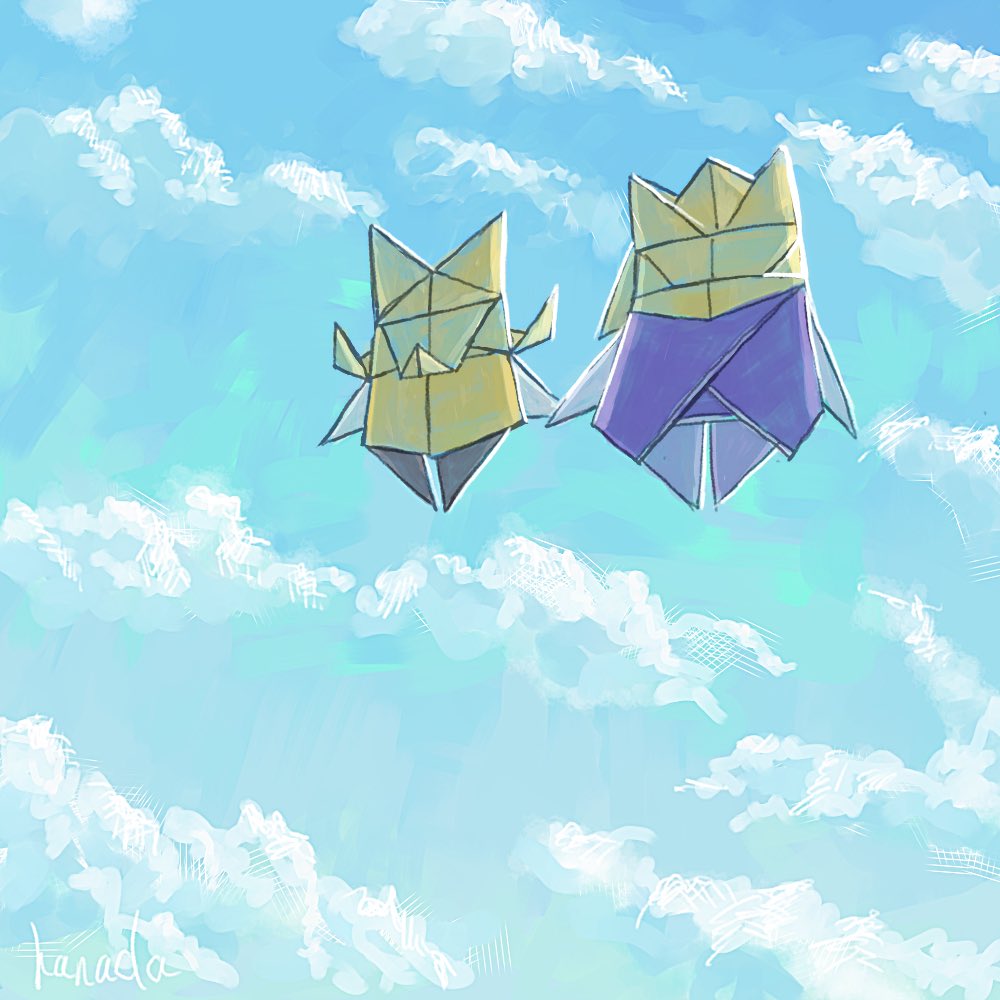 「オリガミ兄妹 」|ハナダ‎(イ)のイラスト
