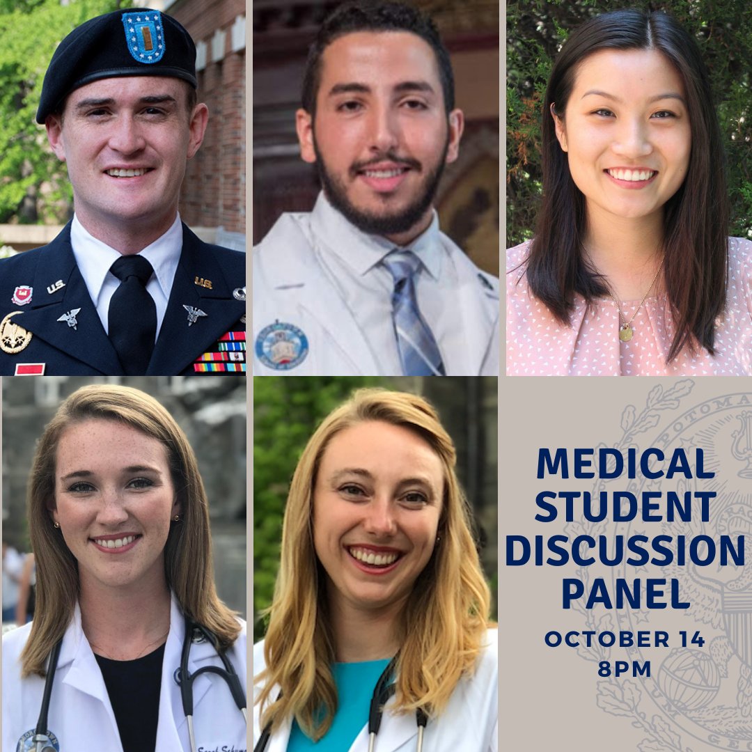 Join current GUSOM students Chris, William, June, Sarah, and Allison tomorrow night to chat about the GU med student experience! RSVP on our website to receive the Zoom link.