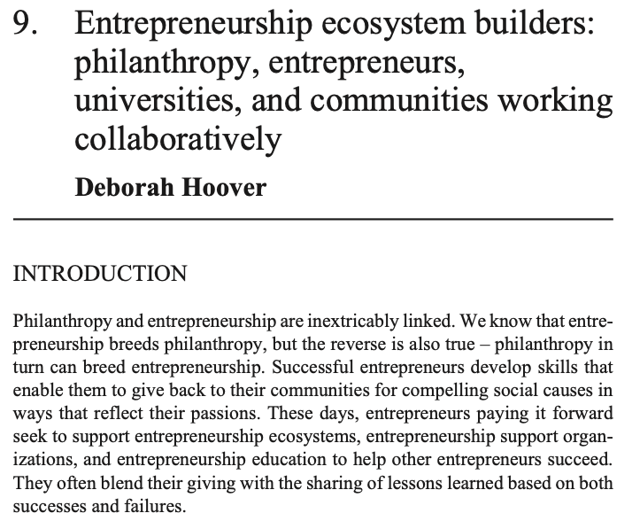 ericliguori's tweet photo. Great insights on entrepreneurship and philanthropy by @BDMorganFdn CEO @DeborahHoover in @USASBE's forthcoming Annals of Entrepreneurship Education and Pedagogy. Check it out https://t.co/TLCcha69BT @ElgarPublishing @Elgar_Business @matthech #USASBE #ENTED https://t.co/vGbFnkFnBX