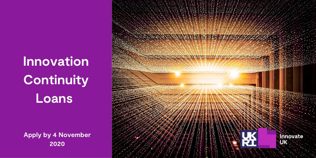 innovateuk's tweet photo. Join us on 14 October at 3pm for an💻online briefing #webinar for Innovation #continuityloans: October 2020 follow-on competition.

Register for the webinar here: https://t.co/eSbP9lBUHu

 @KTNUK  @UKRI_News https://t.co/VXKSwyV4ev