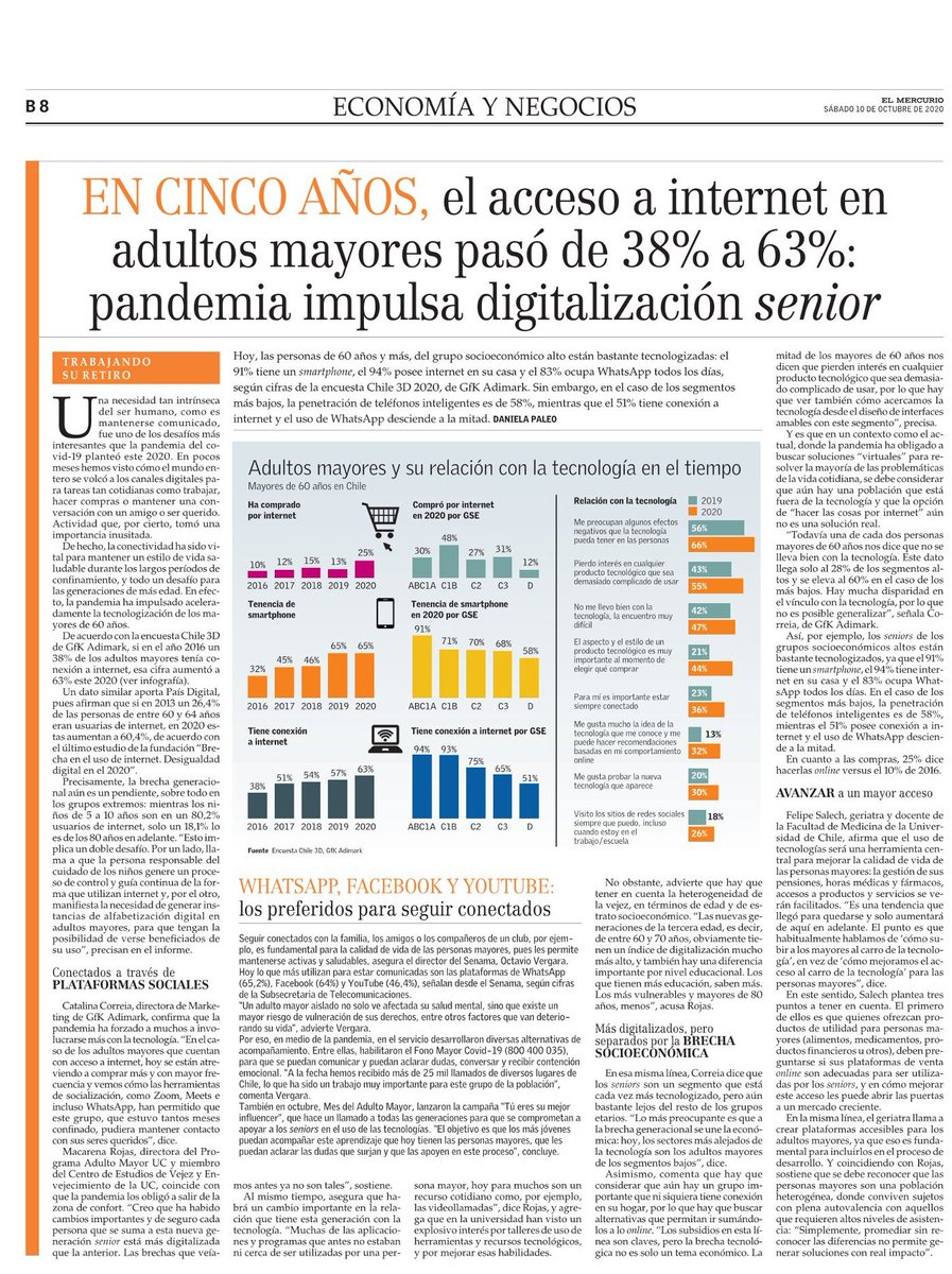 fpaisdigital's tweet photo. 📰👵🏼🧓🏼 @WhatsApp, @Facebook y @YouTube son los canales preferidos por nuestros adultos mayores, un público que en los últimos años ha aumentado el uso de #internet y sus dispositivos.
Para conocer más los inivitamos a revisar la nota de @ElMercurio_cl ➡️ https://t.co/1uEcXHHVWN https://t.co/QV84XWSFOD