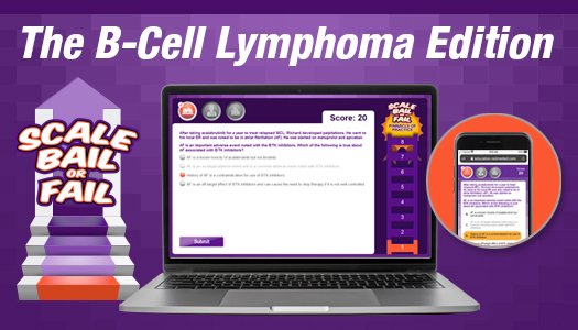 RedMedEd's tweet photo. “Scale, Bail, or Fail – The B-Cell Lymphoma Edition,” our online #ANCC-accredited #gameshow on #mantlecelllymphoma and #CLL patient care. Don’t miss it. #lymsm https://t.co/axIKddvLil https://t.co/nF1xVlm9du