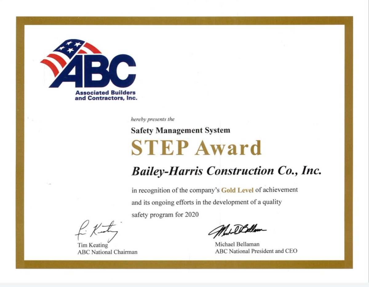 BaileyHarrisCo1's tweet photo. Always proud to receive recognition like this @ABCofAlabama and @ABCNational! #buildingrelationships #safety #abc https://t.co/ua0iFwo3B4