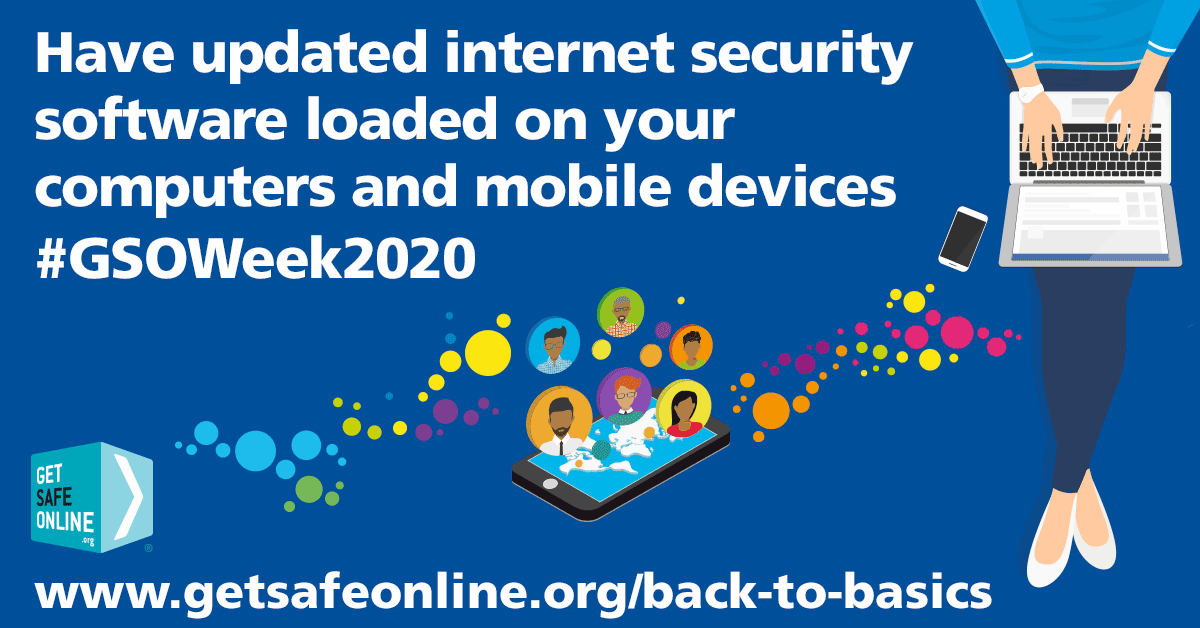 CRCSouthEast's tweet image. @GetSafeOnline &apos;s #backtobasics top tips for #GSOWeek2020 are here.

Ensure that your computers and mobile devices have updated internet security software loaded on them.