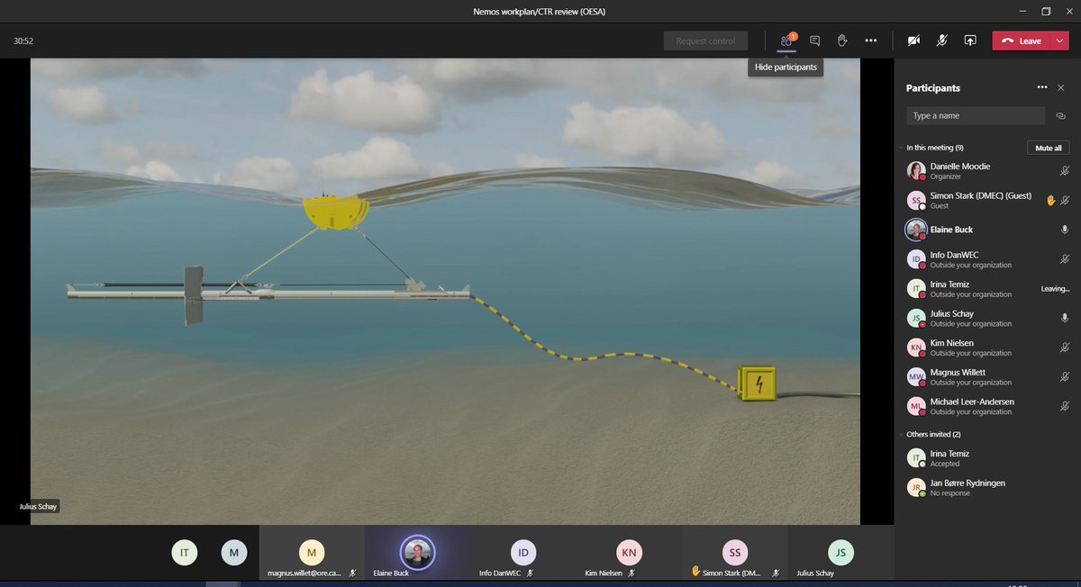 <a href="/OESA_NSR/">Ocean Energy Scale-up Alliance</a> team shifting project work and accelerator activities to an online format. Service delivery team of the #Nemos wave energy device joining forces to discuss their service offer towards #Nemos #marineenergy #oceanenergy #DanWEC #SSPA