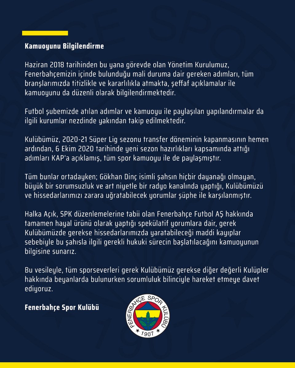 Fenerbahce's tweet photo. Kamuoyunu Bilgilendirme

🔗 https://t.co/0RhMiJ34I3 https://t.co/tfAVqU3mjd