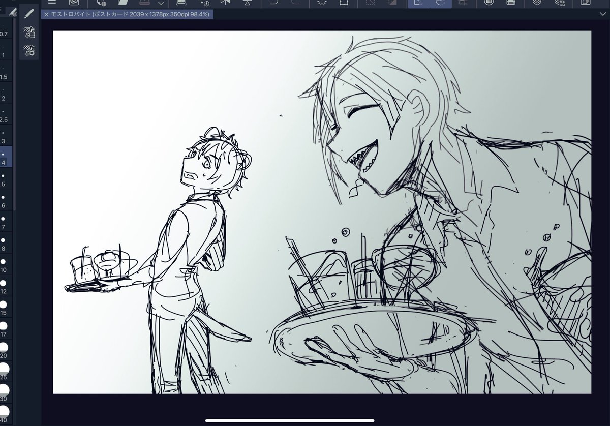 ラギーブッチを描き始めたつもりだったんやがいつの間にかフロイドが画面のほとんど持っていってるな。 