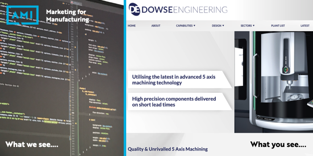 Marketing4Mfg's tweet photo. What we see .... 
Numbers, symbols and letters in coded combinations

What you see ....
The finished website. Custom built. User Friendly. Smart. fast and responsive.

AMI | Marketing for Manufacturing

#UKmfg #GBmfg #AMI #Marketing4Mfg
#UK #WebDesign #HandCoding #Websites https://t.co/jb1VS9KOmZ