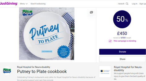 Love to see #putneytoplate campaign is trending on <a href="/JustGiving/">JustGiving</a> Have you donated &amp; downloaded your copy yet? Featuring 20 recipes &amp; showcasing local independent eateries in #putney all proceeds will go to <a href="/RHNuk/">Royal Hospital for Neuro-disability</a>  #shareourputney #supportlocal #eatlocal positivelyputney.co.uk/putney-to-plat…