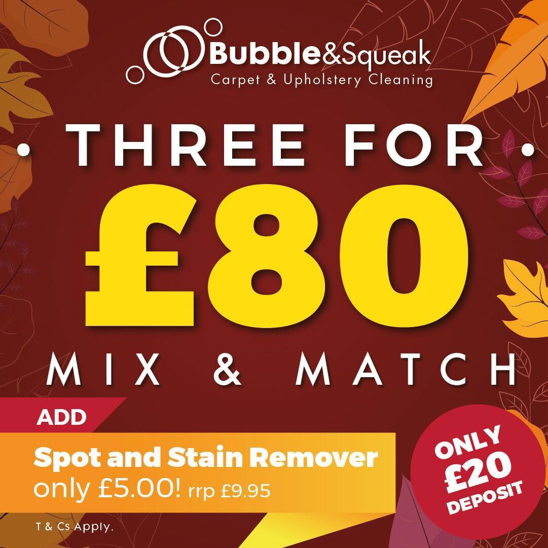 Go to our website to see all our offers and Mix &amp; Match Deals!
#https://bubbleandsqueakltd.co.uk/bookings/