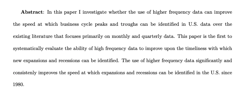 Xiang “Ivy” LiJMP: "Nowcasting Business Cycle Phases with High and Mixed Frequency Data"Website:  https://lx0413.github.io/ 