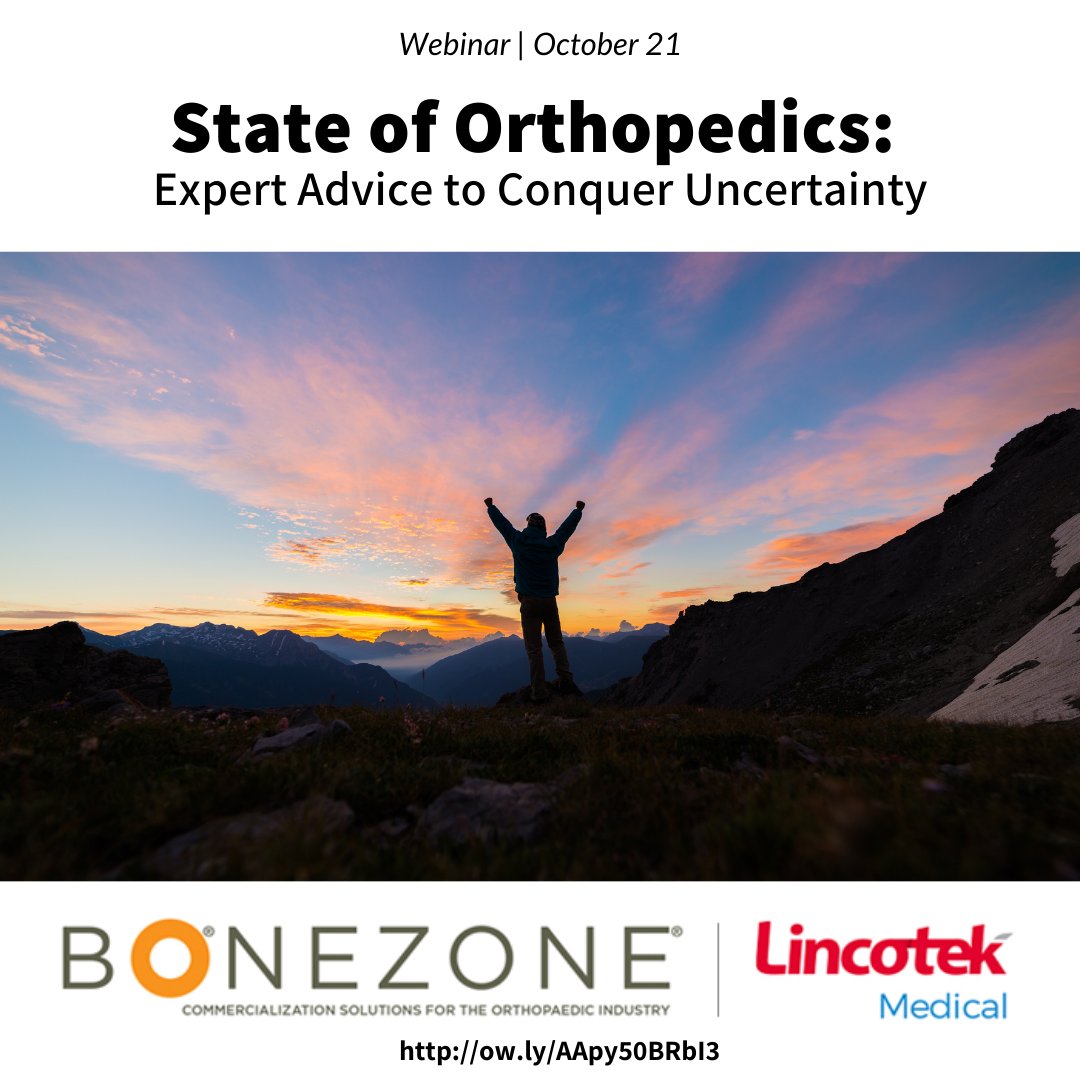 Join us October 21 at 1pm ET for "State of #Orthopedics: Expert Advice to Conquer Uncertainty" presented by leaders with experience from <a href="/zimmerbiomet/">Zimmer Biomet</a> , <a href="/Medtronic/">Medtronic</a> and @DePuySynthes --- register here: ow.ly/AApy50BRbI3