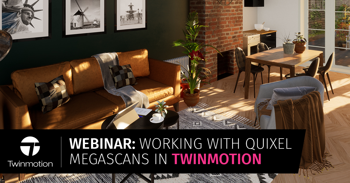 Want to enhance your #Twinmotion #archviz scenes with photorealistic assets? Watch our free webinar “Working with <a href="/quixeltools/">Quixel</a> #Megascans in Twinmotion” on October 28. Registration is now open! bit.ly/3jQbxQd