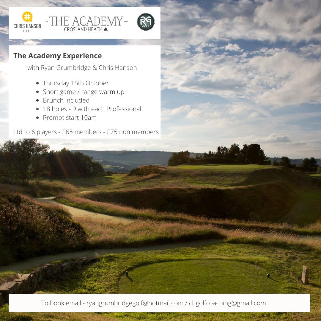 Join me and @Hansonprogolf this Thursday for a full day of coaching and playing @CroslandHeathGC. We have a couple of slots remaining. Dm me to book @theacademychgc #Tuition #academyexperience