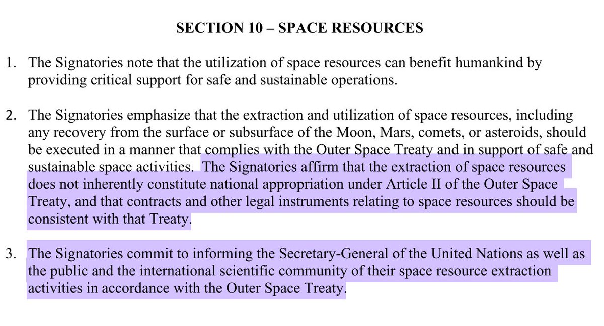 The section on space resources is very interesting. Extraction is not appropriation. This is also bolstered by the treatment of safety zones. The transparency in part 3 was unexpected, but welcome (and gels with the principle of transparency, now that I think it through).