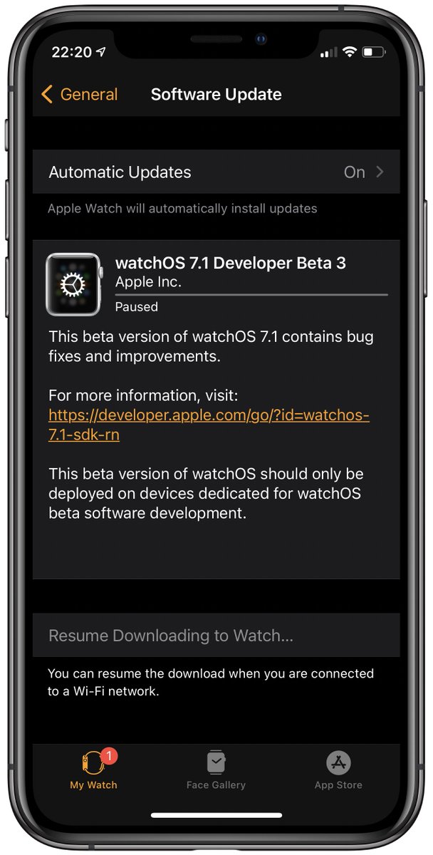 iSWUpdates's tweet photo. watchOS 7.1 Dev Beta 3 (18R5572f) has been released. #watchOS71 #watchOS71DevBeta3 #watchOS71Beta3 https://t.co/2dqJAgrIUc